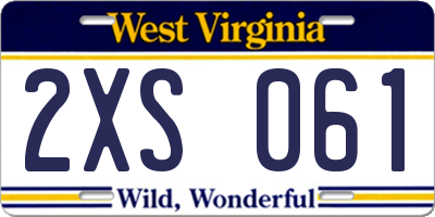 WV license plate 2XS061