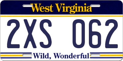 WV license plate 2XS062