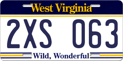 WV license plate 2XS063