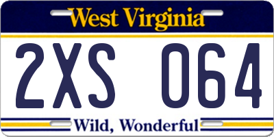 WV license plate 2XS064