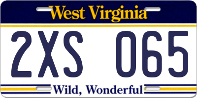 WV license plate 2XS065