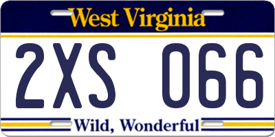 WV license plate 2XS066