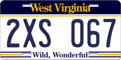 WV license plate 2XS067