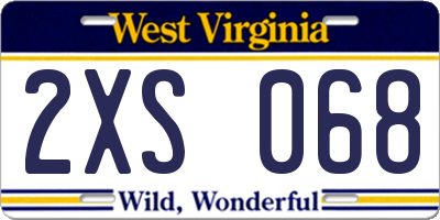 WV license plate 2XS068