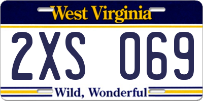 WV license plate 2XS069
