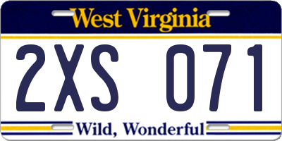 WV license plate 2XS071