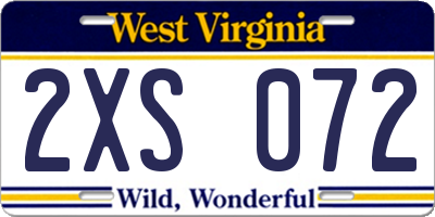 WV license plate 2XS072