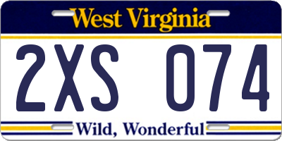 WV license plate 2XS074