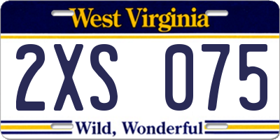 WV license plate 2XS075