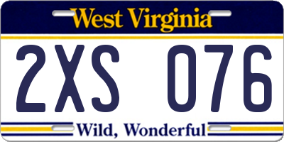 WV license plate 2XS076