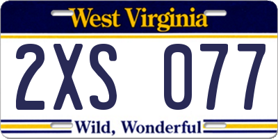 WV license plate 2XS077
