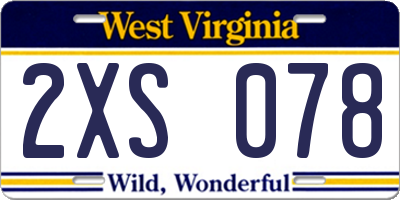 WV license plate 2XS078
