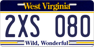 WV license plate 2XS080