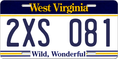 WV license plate 2XS081