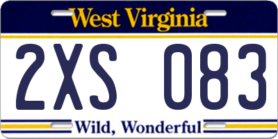 WV license plate 2XS083