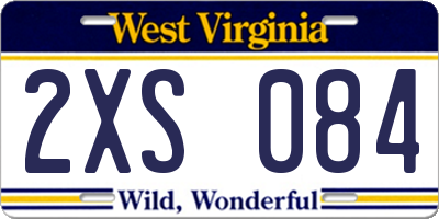 WV license plate 2XS084