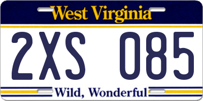 WV license plate 2XS085