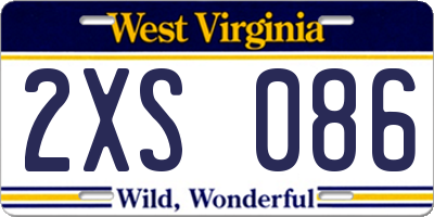 WV license plate 2XS086