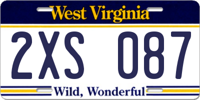 WV license plate 2XS087