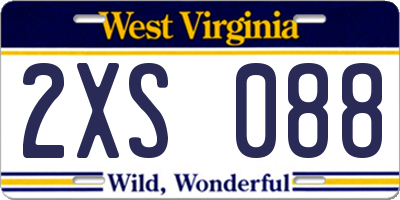 WV license plate 2XS088