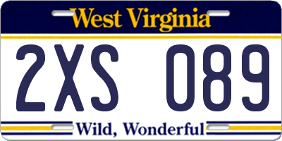 WV license plate 2XS089