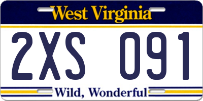 WV license plate 2XS091