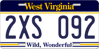 WV license plate 2XS092