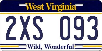 WV license plate 2XS093