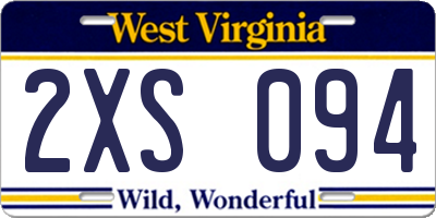WV license plate 2XS094