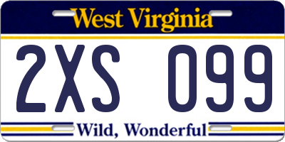 WV license plate 2XS099