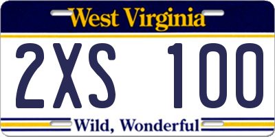 WV license plate 2XS100