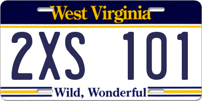 WV license plate 2XS101