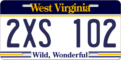 WV license plate 2XS102