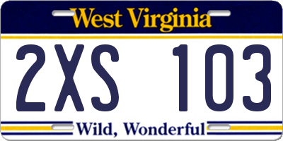 WV license plate 2XS103