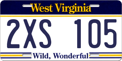 WV license plate 2XS105