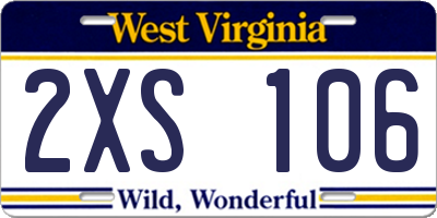 WV license plate 2XS106