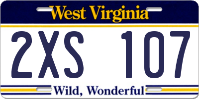 WV license plate 2XS107