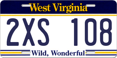 WV license plate 2XS108