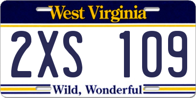 WV license plate 2XS109