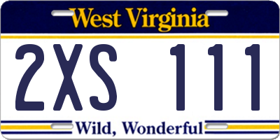 WV license plate 2XS111