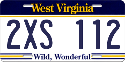 WV license plate 2XS112