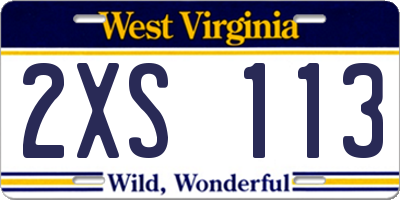 WV license plate 2XS113