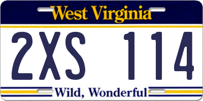 WV license plate 2XS114