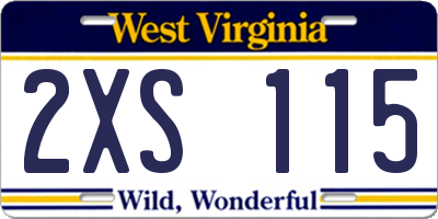 WV license plate 2XS115