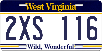 WV license plate 2XS116