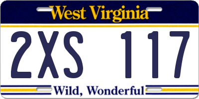 WV license plate 2XS117