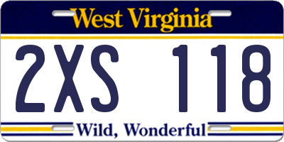 WV license plate 2XS118