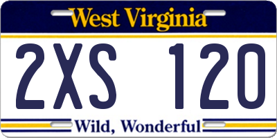 WV license plate 2XS120