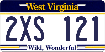 WV license plate 2XS121