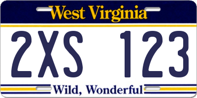 WV license plate 2XS123